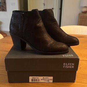 Eileen Fisher Intaglio Black Ankle Booties